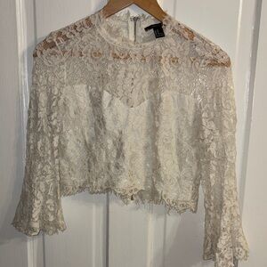 Forever 21 Elegant Lace Cream Top